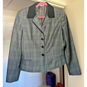 Vintage Laura Ashley Wool Tartan Plaid Blazer Jacket USA 10 Country Style